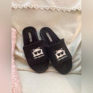 Karl Lagerfeld Black Textured Slides